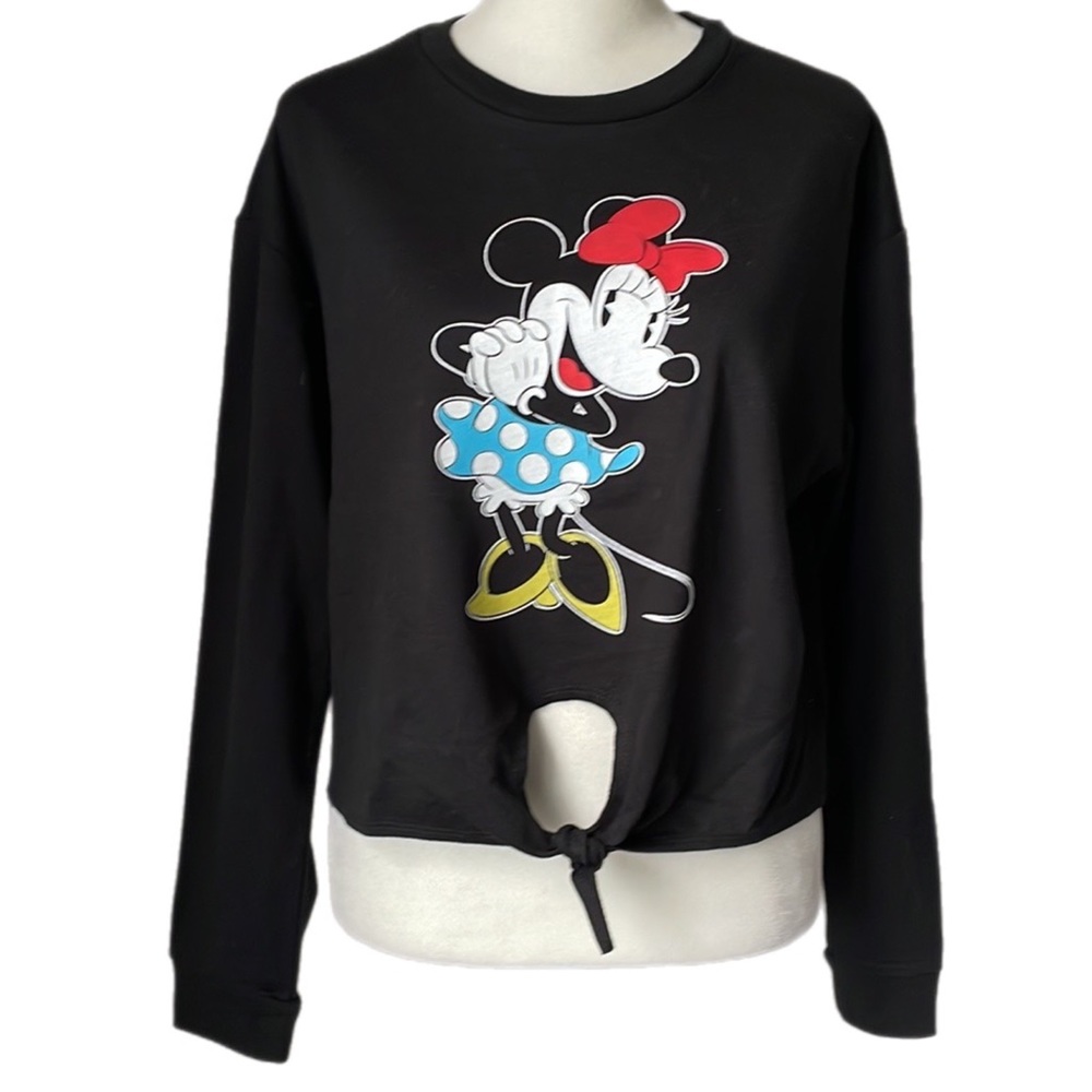 Disney Minnie Mouse Semi Cropped Tie Front Long Sleeve - Picture 2 of 10